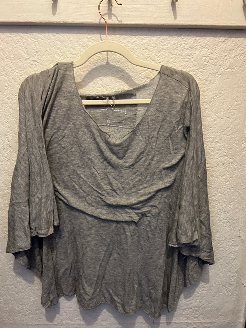 Elizabeth and James Gray Draped V-Neck Blouse